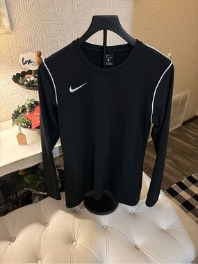 Nike Black Long Sleeve Training Top with White Accents